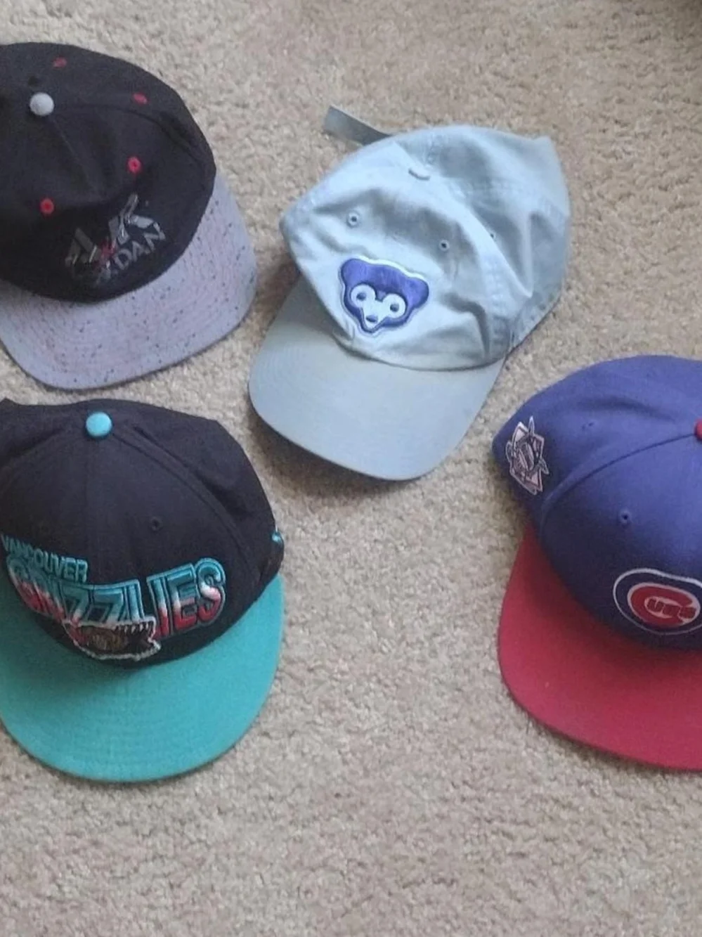 Assorted Vintage Baseball Caps - Teal, Purple, Gray, Black $8